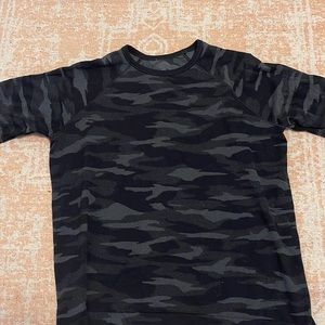 This adorable athletic long sleeve in black camo is so comfy .